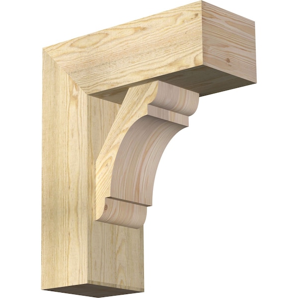 Ekena Millwork Olympic Block Rough Sawn Bracket w/ Offset Brace, Douglas Fir, 8"W x 20"D x 24"H BKT0806X20X24OLY05RDF - main